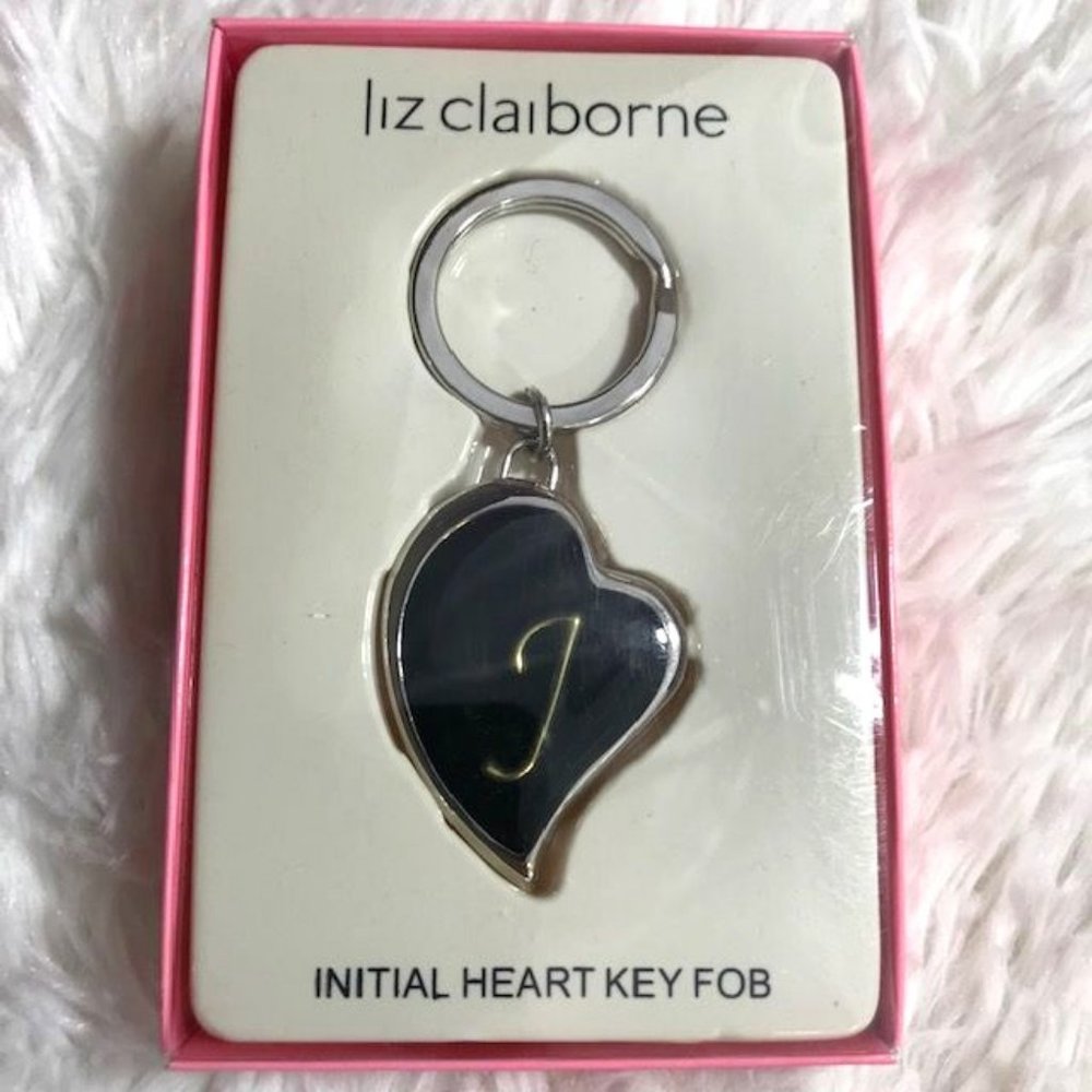 Liz Claiborne 'J' Initial Mirror Locket Key Fob
